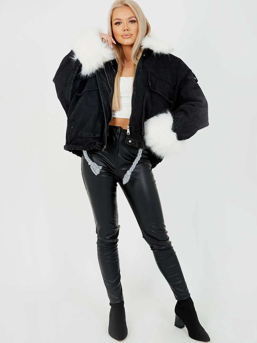 Sammy Oversized Faux Fur Lined Denim Jacket