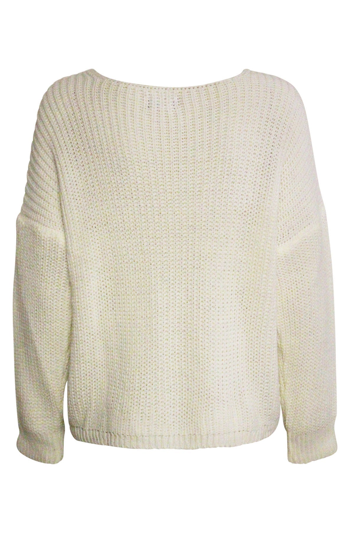 Oh La La Knitted Jumper Sweater Top-Ivory