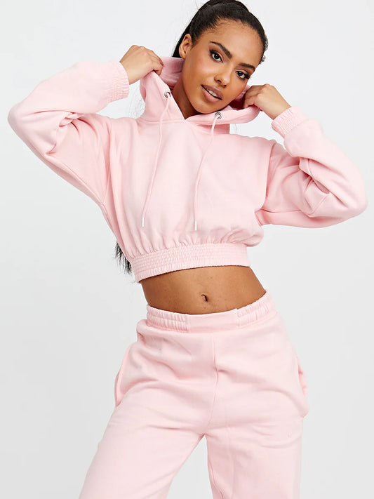 Cropped Hoodie & Jogger Fleece Co-ord Nikita