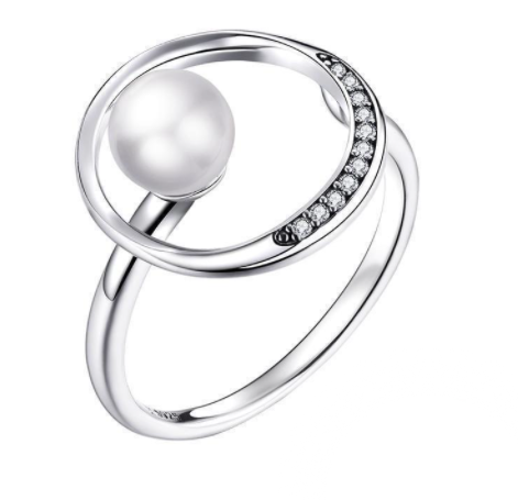 SAFETY PEARL ADJUSTABLE STERLING SILVER RING